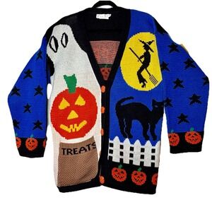 VTG Halloween Sweater Sz M Cardigan Rare Sweater Loft Made‎ In USA Acrylic